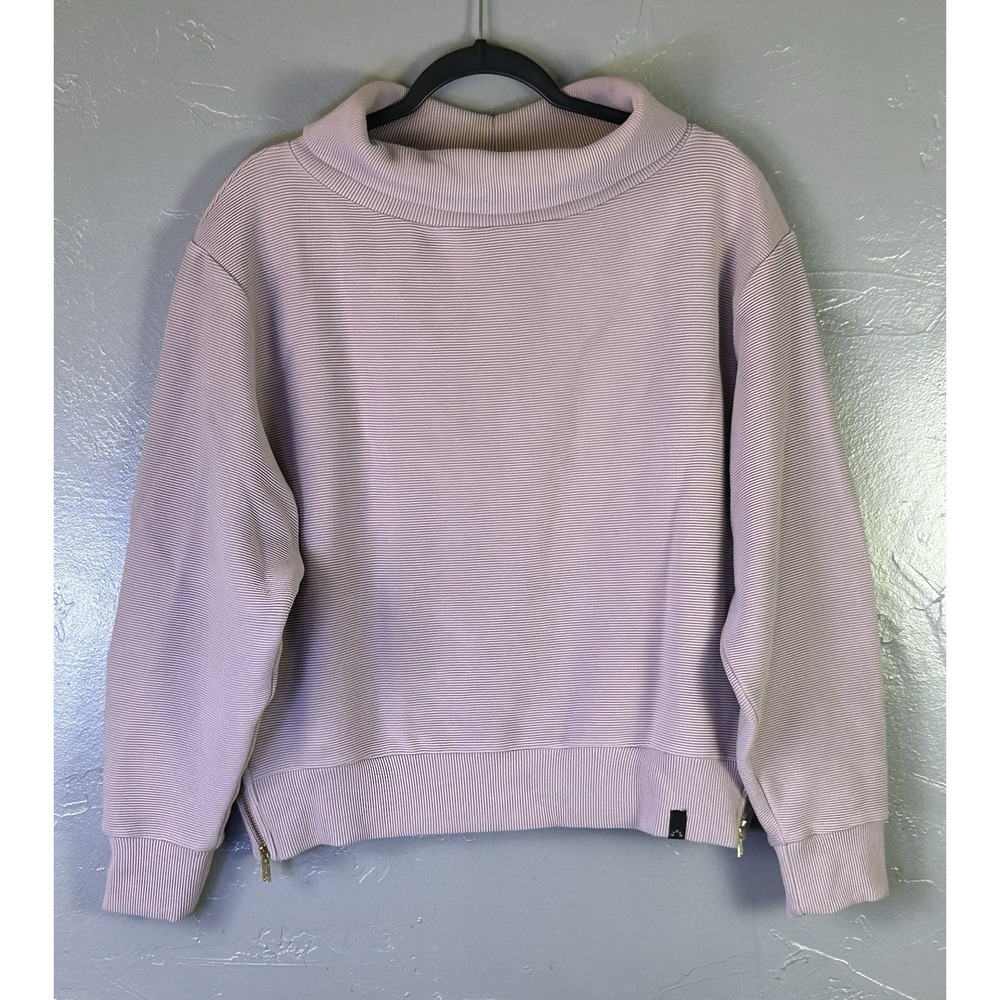 mauve-pink ribbed Varley Milton Sweatshirt Cowl Collar Size L At Leisure Staple